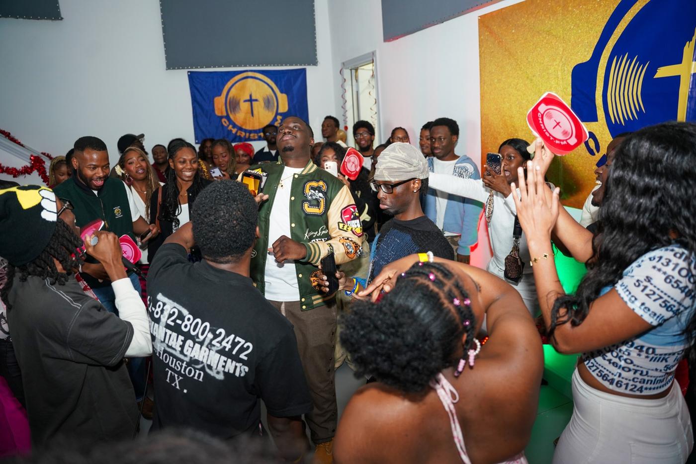 Wide view of the crowd at a Christ FM live event