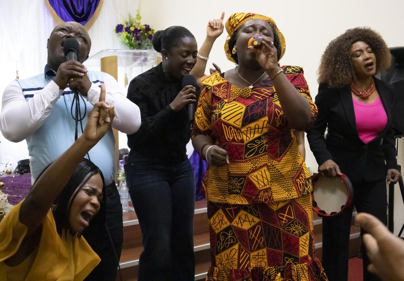 Singers leading a God Seekers Ministry service